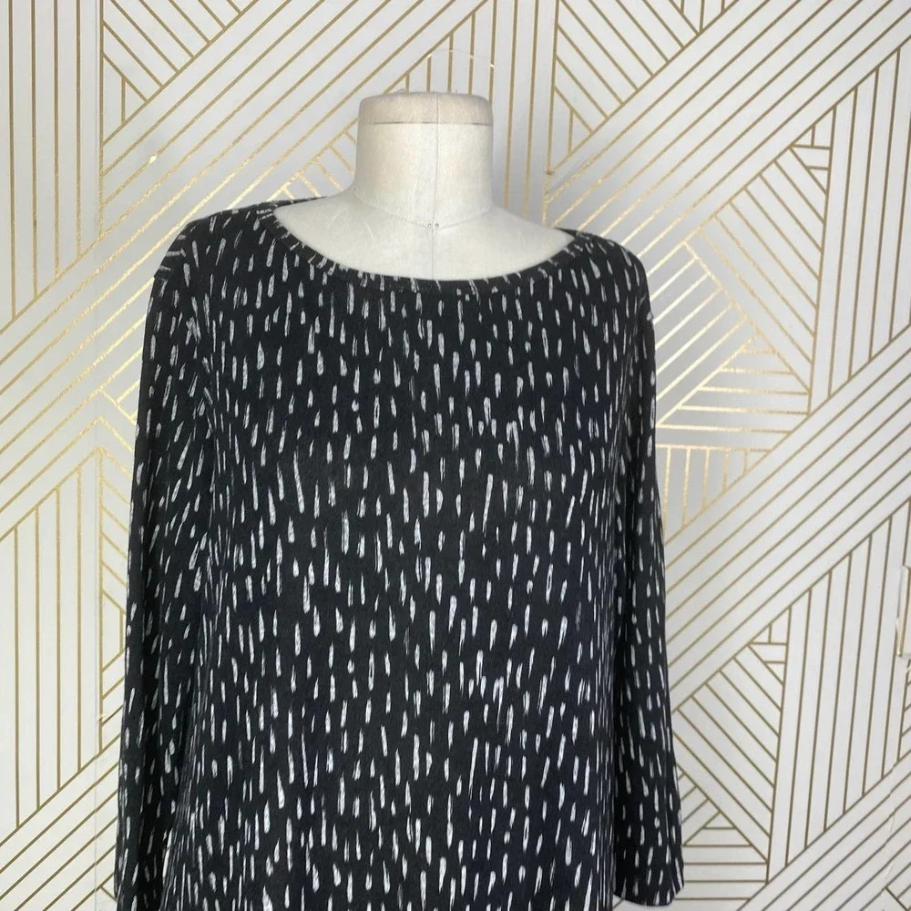 Clara Sun Woo Black Brushstroke Printed Knit Tunic Dress Size US Medium - Picture 4 of 8